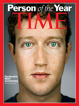タイム誌の表紙を飾るフェイスブック創始者マーク･ザッカーバーグ